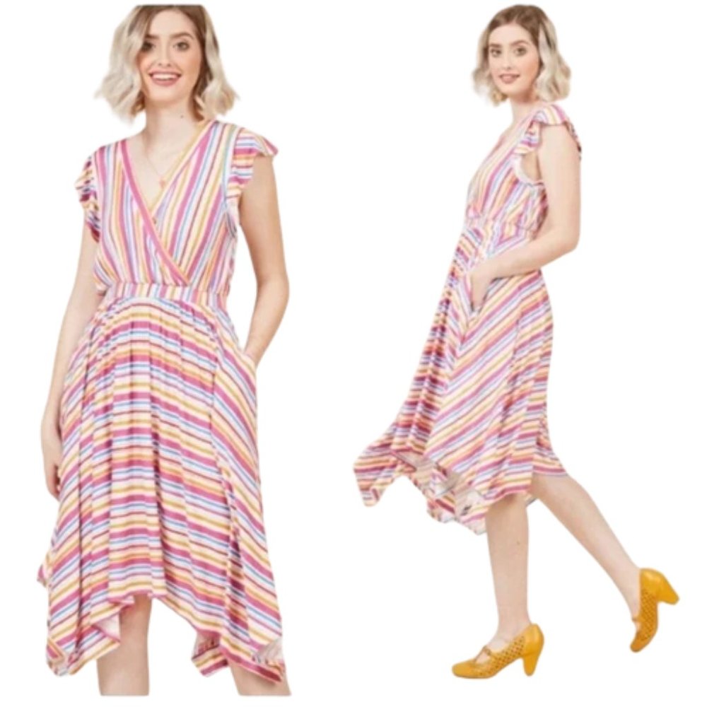 ModCloth Verified Vacationer Striped Knit Dress S